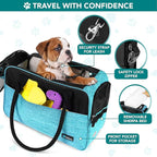 PetAmi Dog Purse Carrier for Small Dogs Cats, TSA Airline Approved Soft-Sided Pet Carrier with Pockets, Ventilated Travel Tote Bag with Bed & Shoulder Strap, Puppy Kitten, Max 12 lbs, Turquoise
