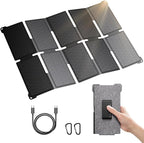 BigBlue Portable 35W Solar Panel Charger with Fast Charging USB-A and PD 25W USB-C for Camping Backpacking, 1.54 lbs, IP68 Waterproof, Folding Solar Phone Charger for iPhone/Android, iPad, Power Bank