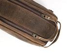 10" Premium Leather Toiletry Travel Pouch With Waterproof Lining Black Color | King-Size Handcrafted Vintage Shaving Kit By Aaron Leather Goods (Brown)