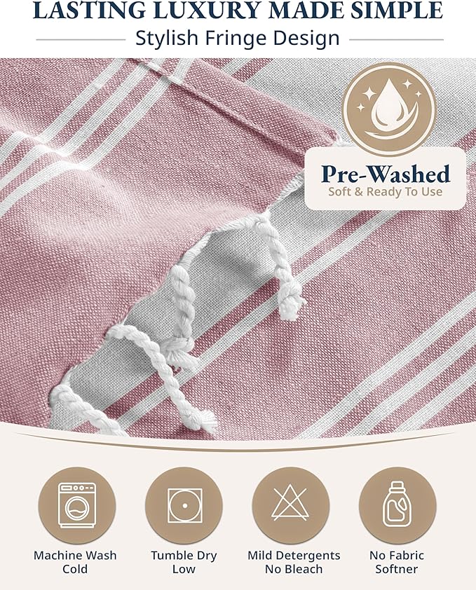 LANE LINEN Beach Towel Set of 4, Turkish Beach Towel Set, Pre-Washed Pool Towels, Quick Dry Travel Beach Towel, Extra Large Beach Towels Oversized, 39"x71" - Cashmere Rose