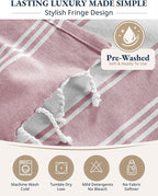 LANE LINEN Beach Towel Set of 4, Turkish Beach Towel Set, Pre-Washed Pool Towels, Quick Dry Travel Beach Towel, Extra Large Beach Towels Oversized, 39"x71" - Cashmere Rose