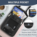 Likesing 5.5" L x 7.7" W Travel Neck Wallet, RFID Blocking Passport Holder for Travel Women Men, Security Passport Travel Wallet with 10 Card Slot, Neck Pouch Gifts for Traveling Family (Black)