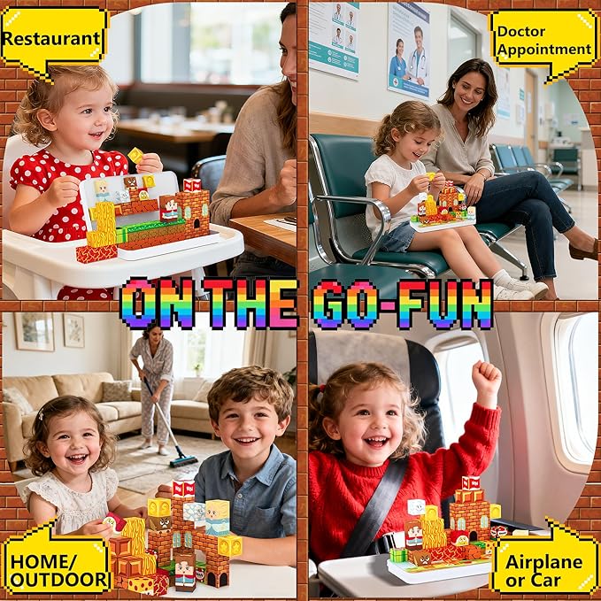 Mini Magnetic Building Blocks Travel Set with Case, 45pcs Travel Magnetic Toys with Portable Box for Kids, STEM Educational Sensory Toys, Classroom Must Have, Learning Gift for Toddlers, Boys & Girls