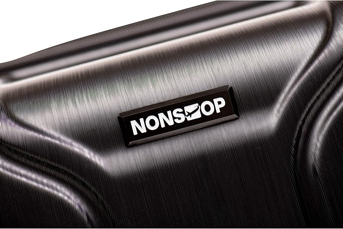 NONSTOP NEW YORK Luggage Expandable Spinner Wheels hard side shell Travel Suitcase Lightweight, TSA Lock, Double USB Port (Black, Checked-Medium 24-Inch)