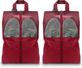 Shoe Bags For Travel, Used As For Storage or Shoe Travel Bag, Space Saving When Travelling With This Travel Shoe Bags For Packing, Featuring Waterproof Nylon Sneaker Bag. (Red, 2 Pack, Large)