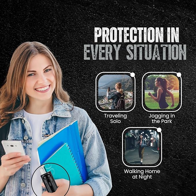 Police Magnum Personal Safety Alarm & Pepper Spray Combo Self Defense Pack for Women- Loud 135db Siren with Light & Max Strength Flip Top Pepper Spray Protection