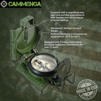 Cammenga Official US Military Tritium Lensatic Compass, Accurate Waterproof Hand Held Compasses with Pouch for Hiking Camping Navigation Survival Backpacking Orienteering