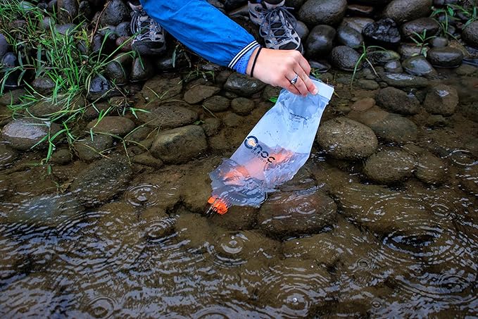 Vecto Water Collection and Filtration Bag (2L, 3L) - 28mm Neck Compatible with Popular Filters - Wide Opening for Easy Water Collection - Lightweight, Compact, Durable Tethered Cap and Slider