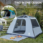 EVER ADVANCED Blackout 6 Person Camping Tent, Instant Cabin Tent for Family with Vestibule and Large Mesh Windows, 60s Easy Setup, Double Layer, Water-Resistant