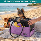 PetAmi Dog Purse Carrier for Small Dogs Cats, TSA Airline Approved Soft-Sided Pet Carrier with Pockets, Ventilated Travel Tote Bag with Bed & Shoulder Strap, Puppy Kitten, Max 12 lbs, Purple