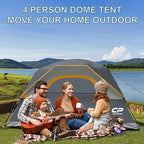 CAMPROS CP Camping Tent 2/4/6 Person, Waterproof Windproof Double Layer Dome Tent, Easy Setup with Large Mesh Windows & Wide Door for Outdoor Camping Backyard