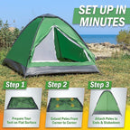 2 Person Camping Tent with Rain Fly and Carrying Bag – Lightweight Outdoor Pop Up Tents for Camping Essentials, Music Festivals, Backpacking, Hiking, or Beach Shelter by Wakeman Outdoors