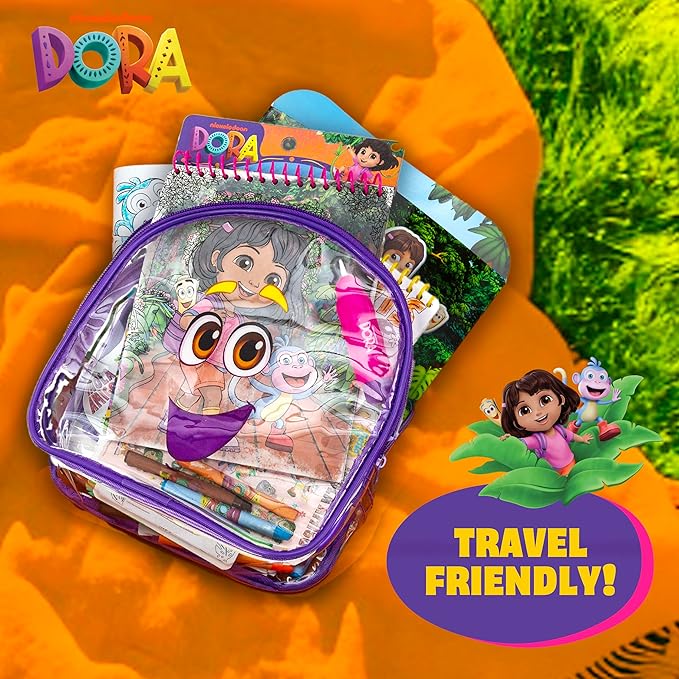 Dora Aqua Art, Includes Brush Pen and Reusable Water Reveal Pages, Mess Free Coloring for Toddlers, Travel Toys for Little Ones, Road Trip Essentials, Kids Airplane Activities, No Mess Coloring