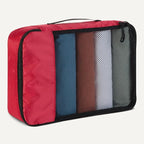 Amazon Essentials 4-Piece Packing Cubes Travel Accessories Set, Luggage Organizer, Double Zipper, Mesh Top, Space-Saving Suitcase Organizer, Small/Medium/Large/Slim, Red (Previously Amazon Basics)