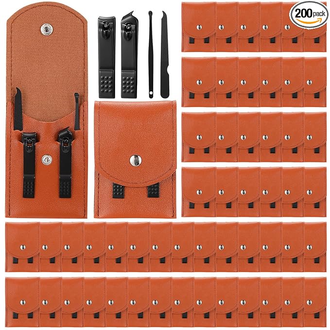 Geosar 50 Set Travel Manicure Kit Bulk Professional Nail Clippers Pedicure Nail Care Tools Grooming Stainless Steel Set with Portable Travel Case, Gift for Christmas Men Women(Brown)