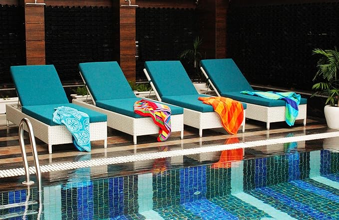 COTTON CRAFT Large Beach Towel - 4 Pack 100% Cotton Velour Jacquard - Pool Picnic Bath Travel Beach Towel - Plush Super Soft Absorbent Quick Dry Luxury - 450 GSM - 32x63 - Multi Color