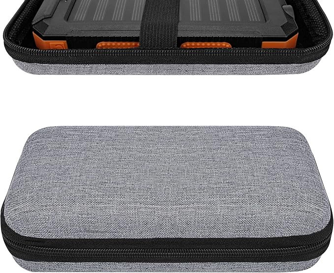 Solar Power Bank Carrying Case - Portable Hard Travel Storage Box for Solar Chargers, Compatible with Rasbes 38800mAh, Durecopow 20000mAh (Silver)