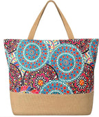 Trifabricy Beach Bag for Women, Large Beach Tote Bags with Zipper, Woven Straw Tote Waterproof, Swim Gym Shopping Travel Bag