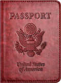 Passport and Vaccine Card Holder Combo with Vaccine Card Slot, Passport Wallet/ Cover/Case/Holder for Women and Men（AC-Wine red）