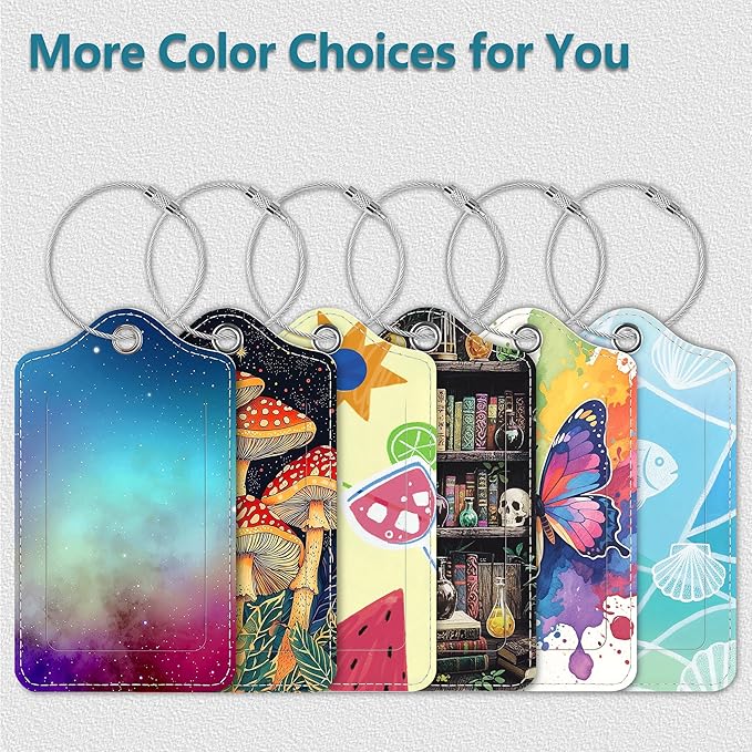Luggage Tags for Suitcases, 4 Pack Cute PU Leather Suitcase Tag Identifiers TSA Approved with Stainless Steel Loop and Address Card for Baggage Tag for Travel Essentials Starry Sky, by Chelmon