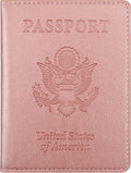 Passport Holder for Travel Men Women - Passport Cover, Passport Wallet Case Travel Essentials Travel Must Haves Accessories Blocking Leather Card Slot Protector for Stocking Stuffers Gifts, Rose Pink