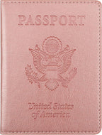Passport Holder for Travel Men Women - Passport Cover, Passport Wallet Case Travel Essentials Travel Must Haves Accessories Blocking Leather Card Slot Protector for Stocking Stuffers Gifts, Rose Pink
