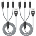Multi Charging Cable 10ft 2Pack 3 in 1 Charger Cord, Long Multiple Rapid Nylon Braided Cable USB Charging Cable Multi Phone Charger Cord with Type C Micro Lightning USB Connectors for Cell Phones