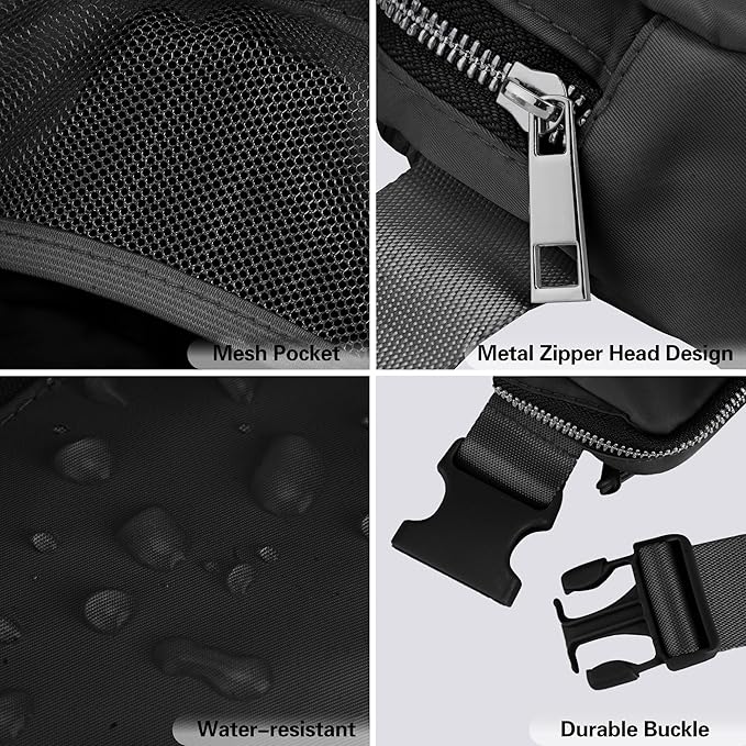JSJ Mini Black Fanny Pack for Women & Men,Valentines Day Gifts for Girls Teens Kids Daughter Sister Her,Trendy Stuff Crossbody Bags Cute Everywhere Belt Bags.(Black)