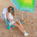 Nice C Beach Chair, Sand Chair, Lake Chairs for Adults with Umbrella and Cooler, Low Beach Chairs High Back, Cup Holder & Carry Bag & Heavy Duty Compact Outdoor, Camping (Set of 2 Blue)