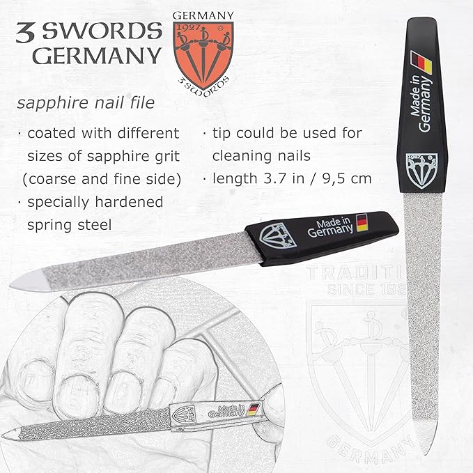 3 Swords Germany - Brand Quality 4 piece Manicure Pedicure Grooming kit Set Tweezers File Clipper Fashion Leather case in Gift Box, Made by 3 Swords