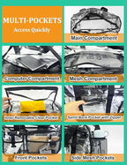 Large Clear Tote Bag 20” for Duffle with 10 Pockets, Clear Beach Gym Crossbody Bag, Big Transparent See Through Bags for Travel Work