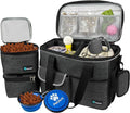 PetAmi Dog Travel Bag, Travel Pet Bag Organizer, Dog Food Travel Bag with Container Collapsible Bowls, Pet Travel Supplies Gift Accessories for Weekend Camping, Puppy Cat Diaper Bag, Charcoal Medium