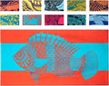 Nova Blue Tropical Fish Beach Towel (34 X 63) – Bright Red & Blue Packable Beach Towel Made from 100% Cotton – Vibrant Colorful Bath Towel – Turquoise Beach Blanket Towel