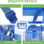 MAY TREE Clear Bag for Stadium Events 12×6×12 Clear Tote Lunch Bag with Reinforced Straps for Work, Sporting Events and Gym, Blue