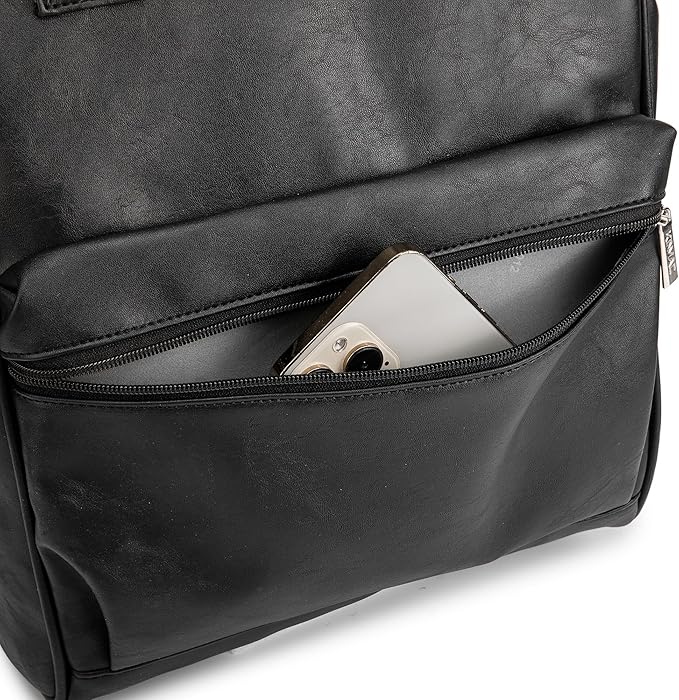 Kinmac Laptop Backpack for Women and Men, Large Capacity Travel Backpack for 15.6 inch Laptop Computer (Black PU)
