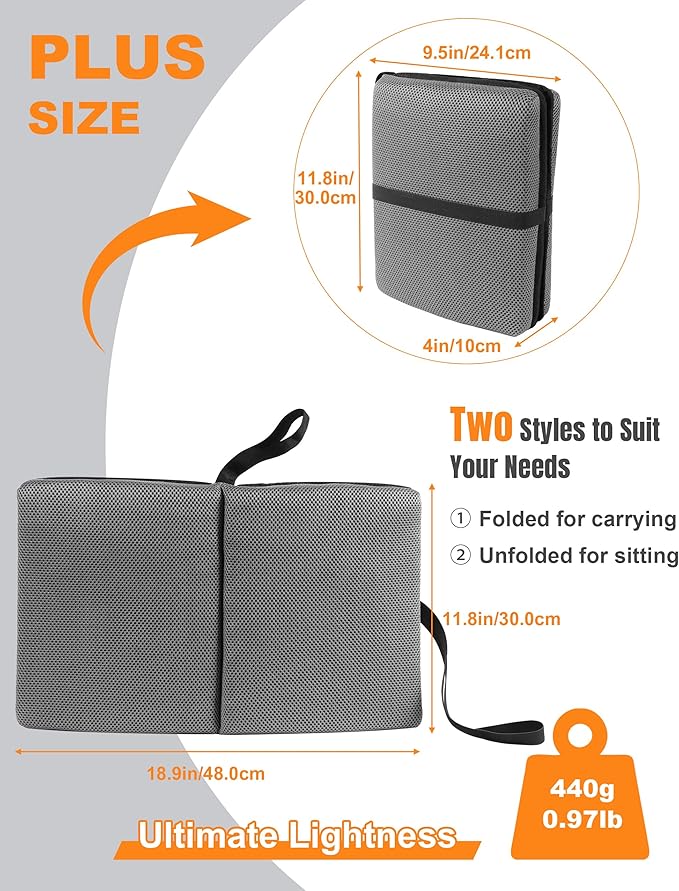 FASTMOMENT Airplane Seat Cushion Portable Travel Cushion for Comfort Foldable Stadium Pad with Breathable Fabric Seat Pad Perfect for Long Flights, Office, Bleacher, Camping