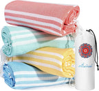 4 Packs Turkish Beach Towels Vacation Essentials Oversized Bath Pool Swim Towel Set Bulk Quick Dry Extra Large Xl Big Blanket Adult Travel Sand Free Cruise Accessories Clearance Stuff Must Have