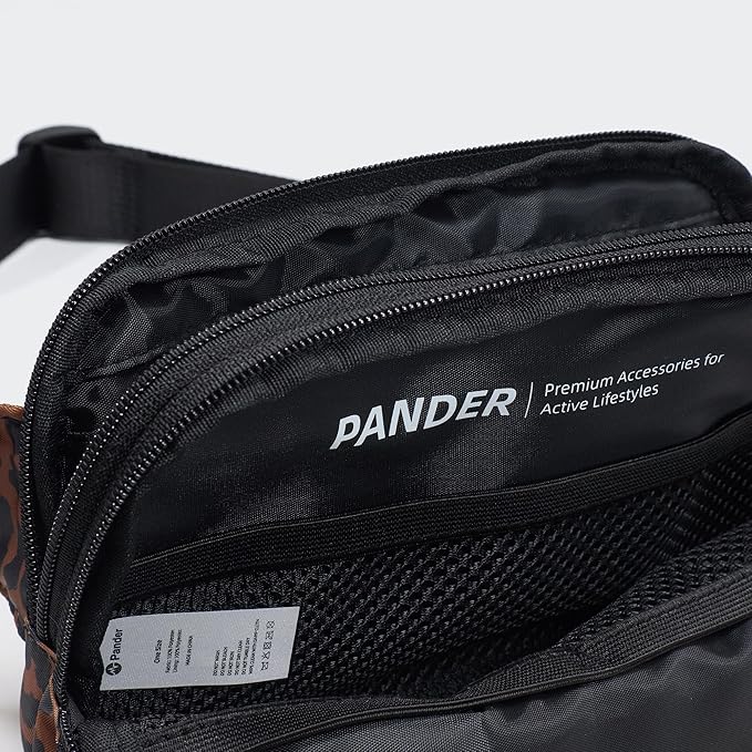 Pander Everywhere Belt Bag for Women, 5 Zipper Pockets Nylon Crossbody Fanny Pack Purse (Midnight Leopard)