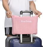 EverSnug Travel Blanket and Pillow Value Pack – Premium Soft & Lightweight | 2 in 1 Compact Blanket for Airplane, Car, Kids and Women | Color Includes Pink & Navy Blue