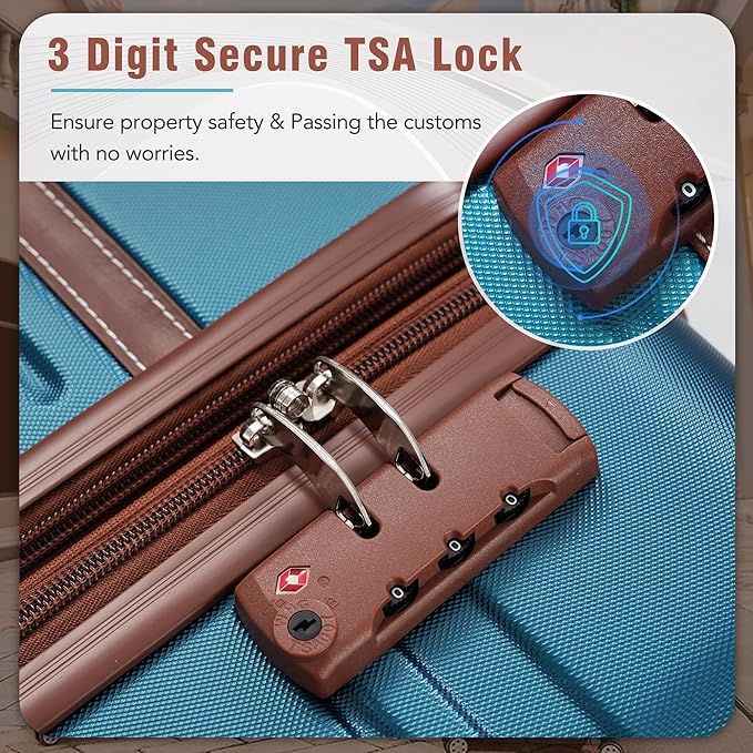 Luggage Sets, 2 Piece Carry on Luggage Set with Travel Bag, 2 Piece Expandable Spinner Hardshell Suitcase with TSA Lock, Back to School Suitcase, Women Men (Blue, 20/24 inch+Cosmetic Case)