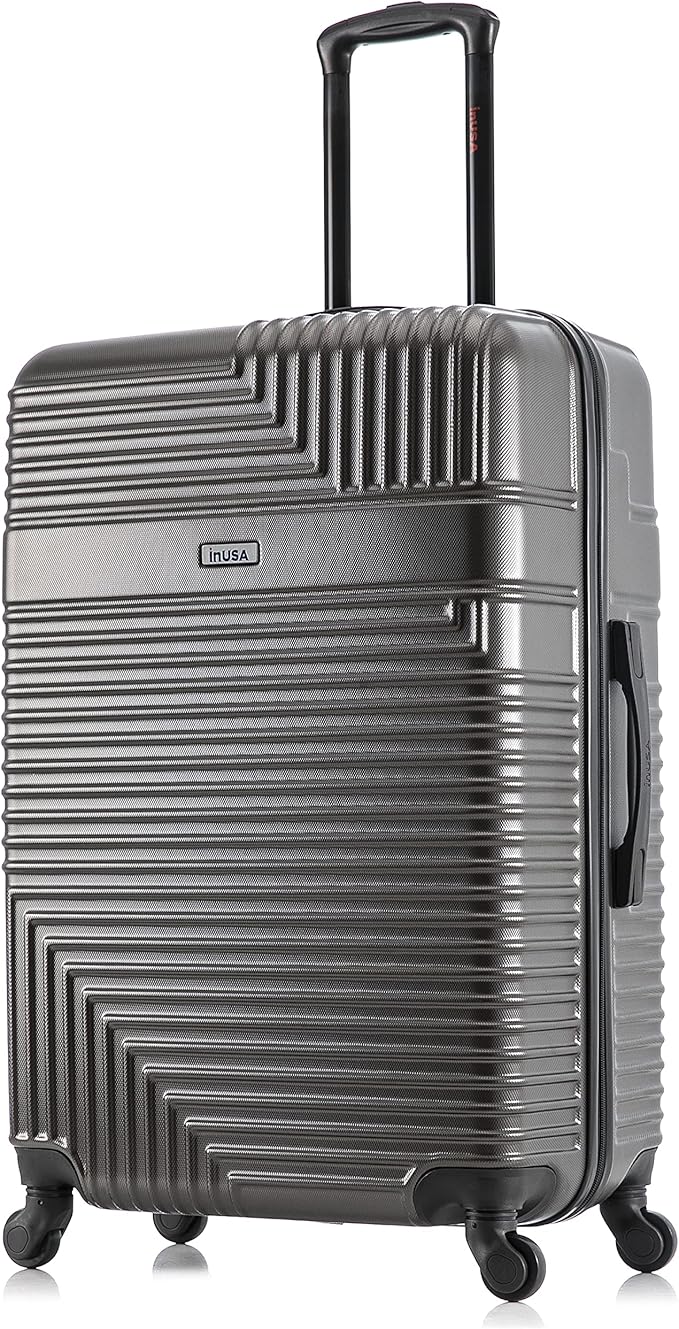 InUSA RESILIENCE Luggage with Spinner Wheels | Durable Lightweight Hardside Suitcase, Spacious Travel Bag with Handle and Trolley | 28-Inch Large Checked Luggage | Charcoal