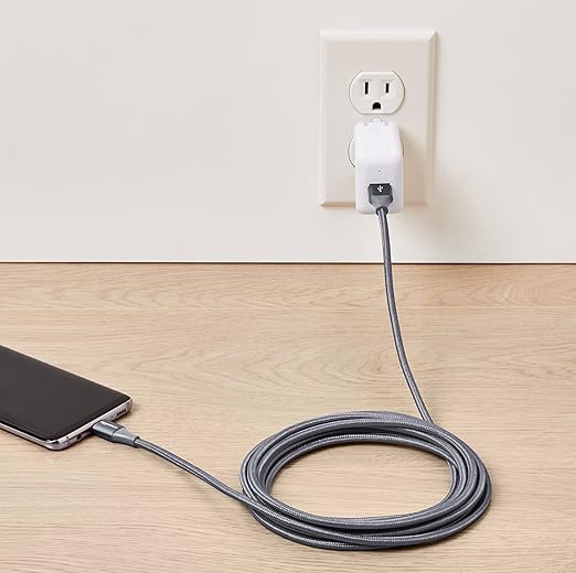 Amazon Basics Nylon Braided USB-C to USB-A 2.0 Fast Charging Cable, 480Mbps Speed, USB-IF Certified, for Apple iPhone 16/15, iPad, Samsung Galaxy, Tablets, Laptops, 10 foot, Dark Grey