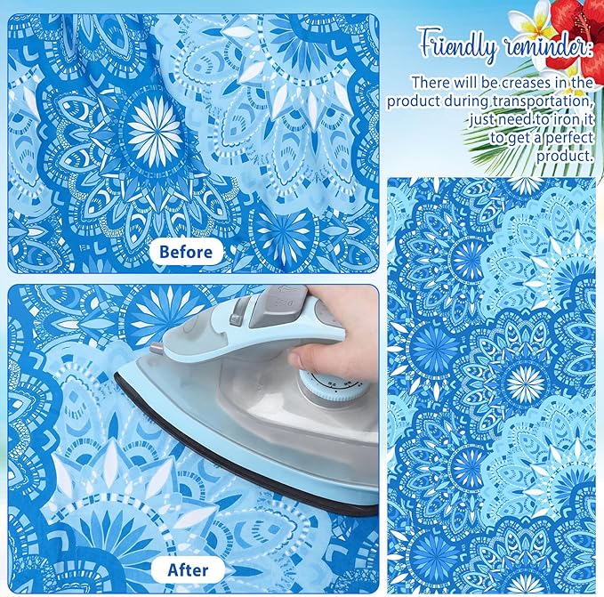 EBOOT 10 Pack Oversized Beach Towel Set Extra Large Pool Towels Microfiber Quick Dry Swim Blanket for Adult Women Men Face Hand Body Bath Travel Pool(Ocean Blue,36 x 72 Inch,Boho Ocean Style)