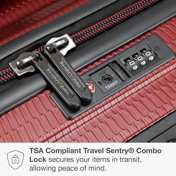 Traveler's Choice Maxporter II Polycarbonate Hardside Trunk with Spinner Wheels, Red, 28-Inch Medium Trunk