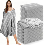 YSYJ 24 Pack Turkish Beach Towel 36"x71" Beach Towels Oversized Bath Towels Sand Free Quick Dry Turkish Towel Bulk Extra Large Pool Blanket Grey