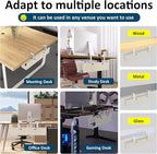 28" Small Under Desk Cable Management Tray No Drill, Compact Clamp On Cord Organizer for Dorm & Small Desk, Anti-Sag Oxford Fabric Wire Hider, Power Strip Holder (Beige, 28.6")