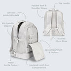 Bentgo Kids 2-in-1 Backpack & Insulated Lunch Bag - Glitter Designed 16” Backpack for School & Travel -, Durable, Water Resistant, Padded, & Large Compartments (Glitter Edition - Silver)