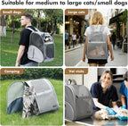 Pet Backpack Carrier ，Large Cat Carrier Backpack Up to 20 Lbs with Breathable Mesh, for Medium Large Cats or Small Dogs, Travel Hiking Camping Backpack (Gray-XL)