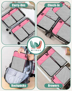WTREE 4-Piece Packing Cubes Travel Accessories Set for Suitcases - Luggage Organizer Bags with Double Zipper - Mesh Top - Small - Pink
