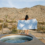 Laguna Beach Textile Co. Tropical Cabana Beach Towel - Oversized, Plush 630 GSM Cotton - Agave Blue